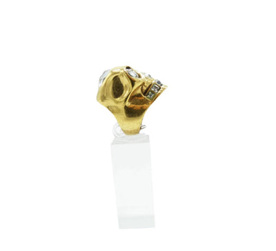 Alexander McQueen Gold Skull Ring with Crystal Heart Ring Alexander McQueen