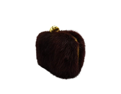 Alexander McQueen Merlot Mink Skull Clutch Bag Alexander McQueen