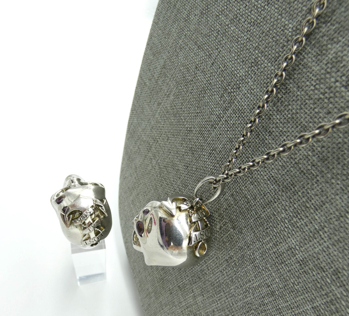 Alexander McQueen Silver Lost at Sea Skull Necklace and Ring Necklace Alexander McQueen