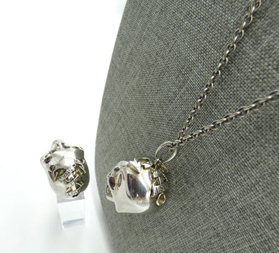 Alexander McQueen Silver Lost at Sea Skull Necklace and Ring Necklace Alexander McQueen