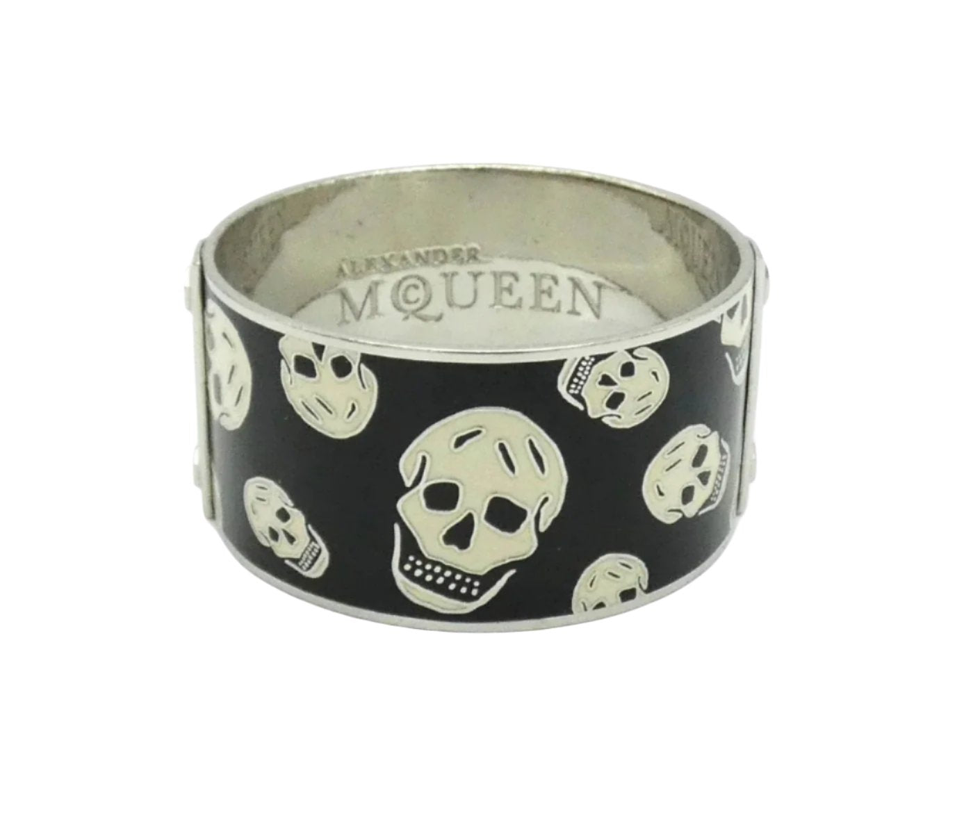 Alexander McQueen Black and White Skull Bangle Bracelet Alexander McQueen