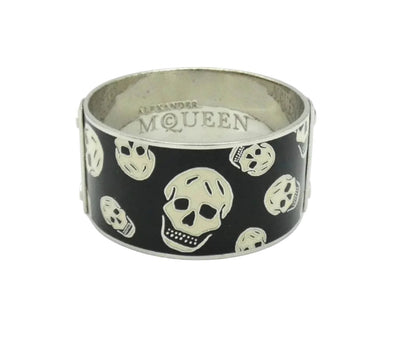 Alexander McQueen Black and White Skull Bangle Bracelet Alexander McQueen