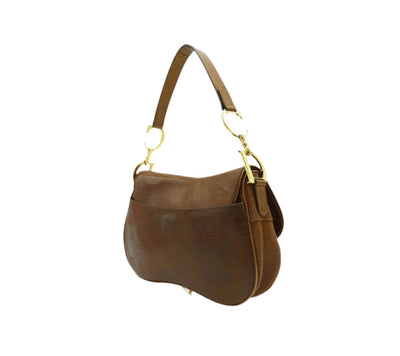 Christian Dior Lizard Embossed Brown Leather Double Saddle Bag Bag Christian Dior