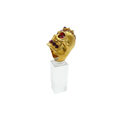 Alexander McQueen Spiked Gold with Red Crystal Mohawk Ring Ring Alexander McQueen