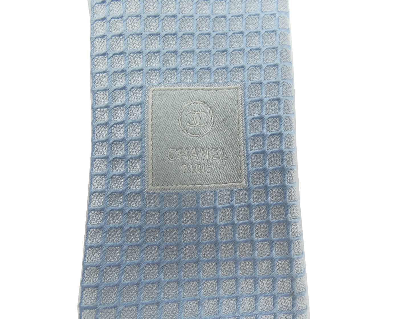Chanel Light Blue Graphic Silk Tie Ties Chanel