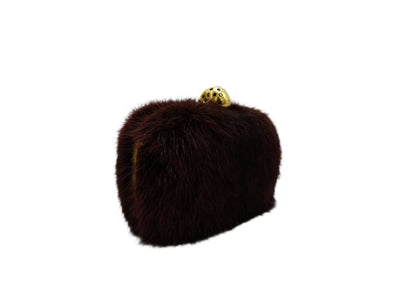 Alexander McQueen Merlot Mink Skull Clutch Bag Alexander McQueen