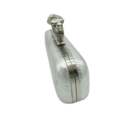 Alexander McQueen Silver Leather Skull Knuckle Clutch Bag Alexander McQueen