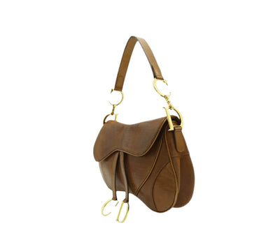 Christian Dior Lizard Embossed Brown Leather Double Saddle Bag Bag Christian Dior