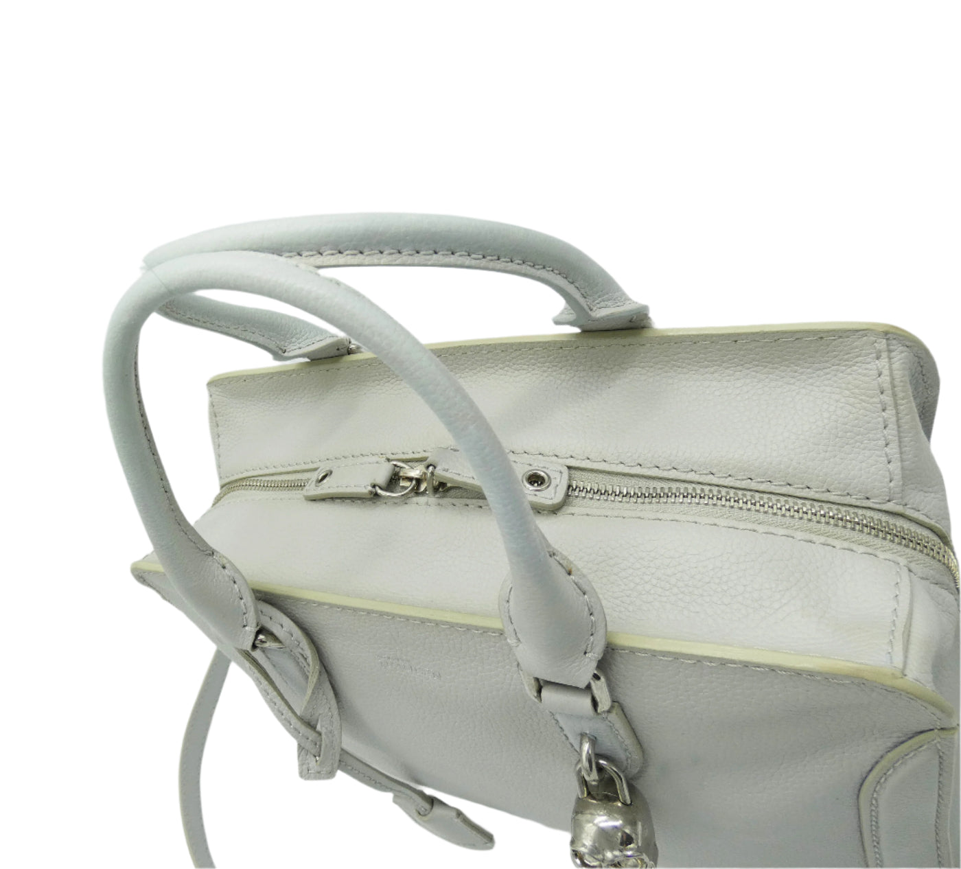 Alexander McQueen Skull Padlock Stone 2way Handbag light grey leather Bag Alexander McQueen