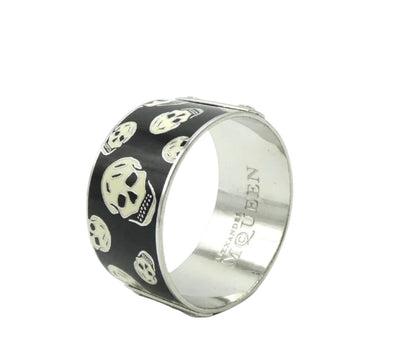 Alexander McQueen Black and White Skull Bangle Bracelet Alexander McQueen