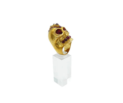 Alexander McQueen Spiked Gold with Red Crystal Mohawk Ring Ring Alexander McQueen