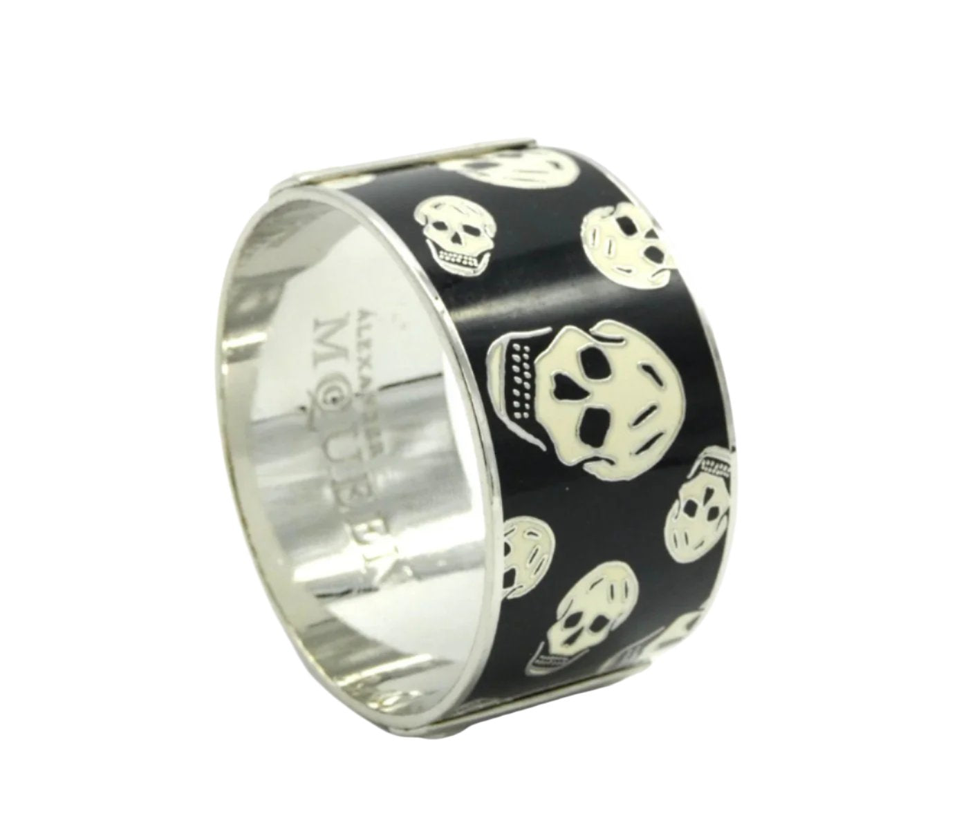 Alexander McQueen Black and White Skull Bangle Bracelet Alexander McQueen