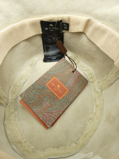 Etro Beige Lambswool Logo Bucket Hat Hats Etro