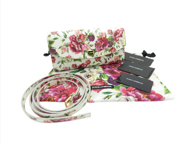 Dolce & Gabbana Dauphine Rose Print Leather Crossbody Clutch Bag Dolce & Gabbana