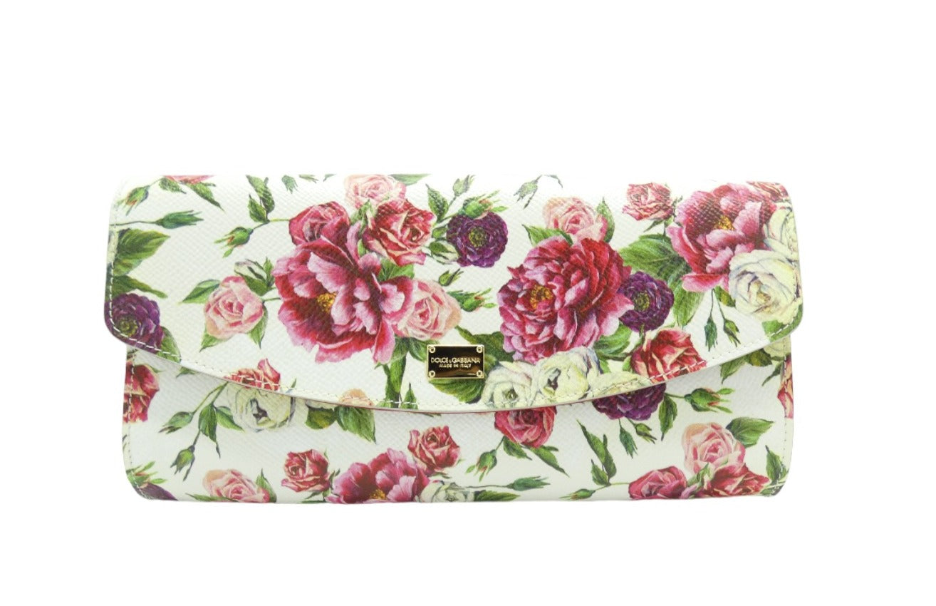 Dolce & Gabbana Dauphine Rose Print Leather Crossbody Clutch Bag Dolce & Gabbana