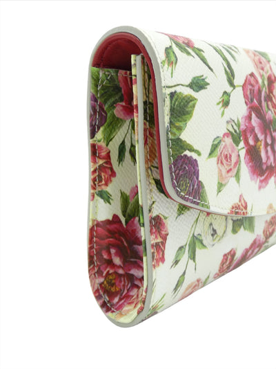 Dolce & Gabbana Dauphine Rose Print Leather Crossbody Clutch Bag Dolce & Gabbana