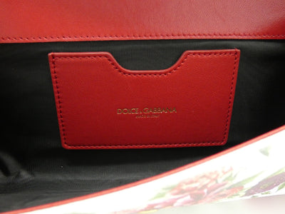 Dolce & Gabbana Dauphine Rose Print Leather Crossbody Clutch Bag Dolce & Gabbana
