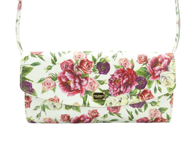Dolce & Gabbana Dauphine Rose Print Leather Crossbody Clutch Bag Dolce & Gabbana