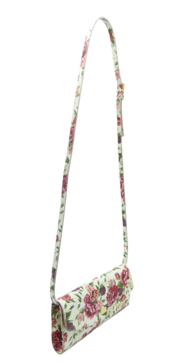 Dolce & Gabbana Dauphine Rose Print Leather Crossbody Clutch Bag Dolce & Gabbana