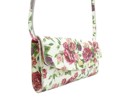 Dolce & Gabbana Dauphine Rose Print Leather Crossbody Clutch Bag Dolce & Gabbana