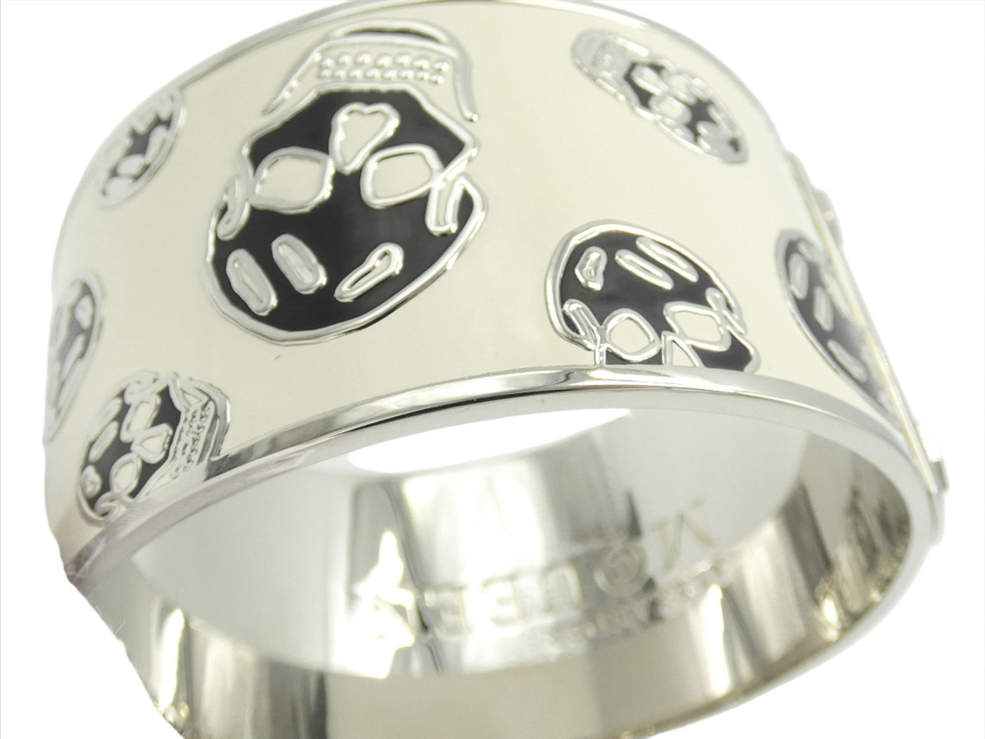 Alexander McQueen White and Black Skull Bangle Bracelet Alexander McQueen