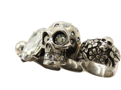 Alexander McQueen Skull Knuckle Ring in Silver and Crystal Ring Alexander McQueen