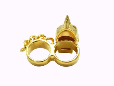 Alexander McQueen Double Gold Skull and Chain Ring Ring Alexander McQueen