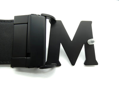 MCM Claus M Tan Leather Reversible Belt Black Buckle Belt MCM