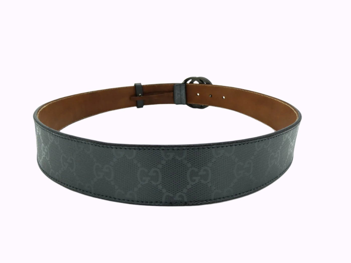 Gucci GG Black Grey Imprime Belt Belt Gucci
