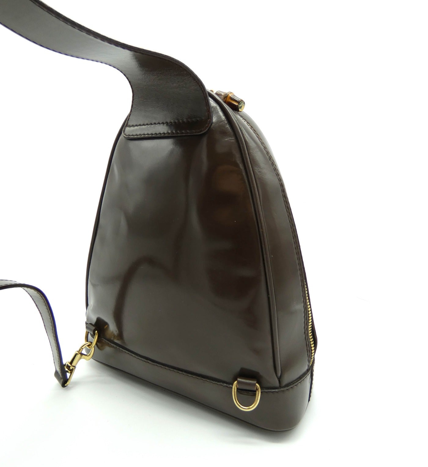 Gucci Vintage Dark Brown Leather Mini Sling Backpack Bag, Backpack Gucci