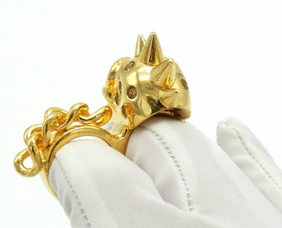 Alexander McQueen Double Gold Skull and Chain Ring Ring Alexander McQueen