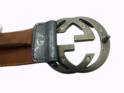 Gucci GG Black Grey Imprime Belt Belt Gucci