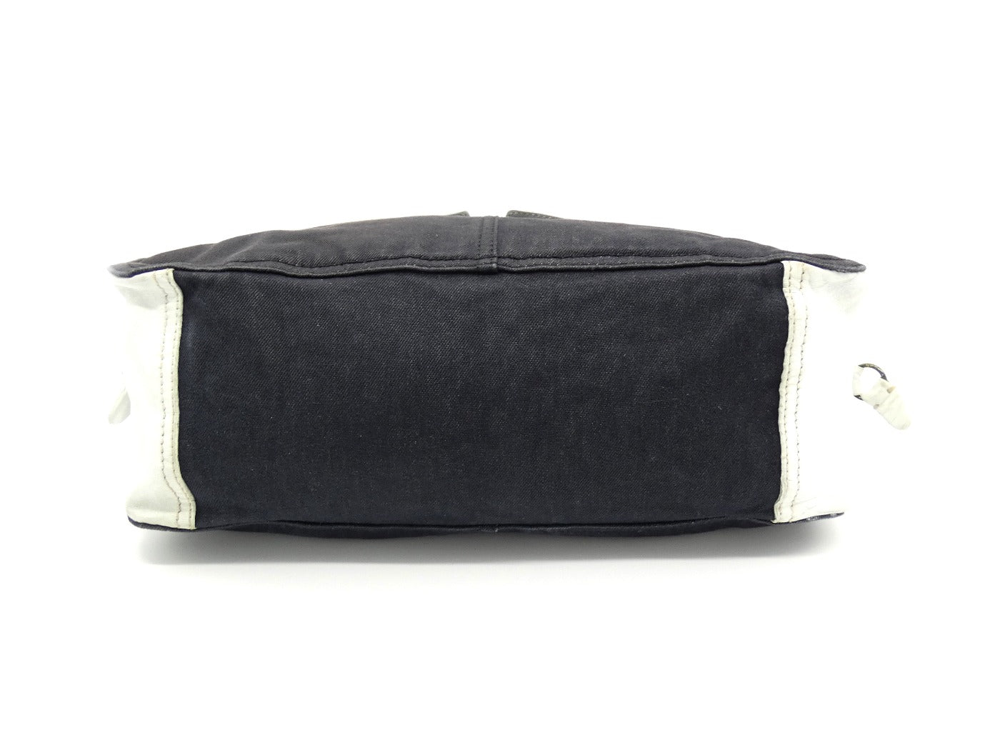 Prada Vintage Black Denim with White Leather Shoulder Bag Bag Prada
