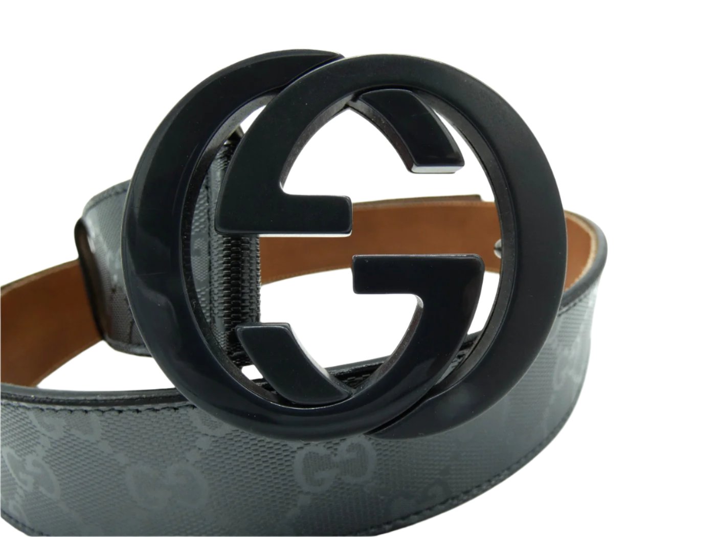 Gucci GG Black Grey Imprime Belt Belt Gucci