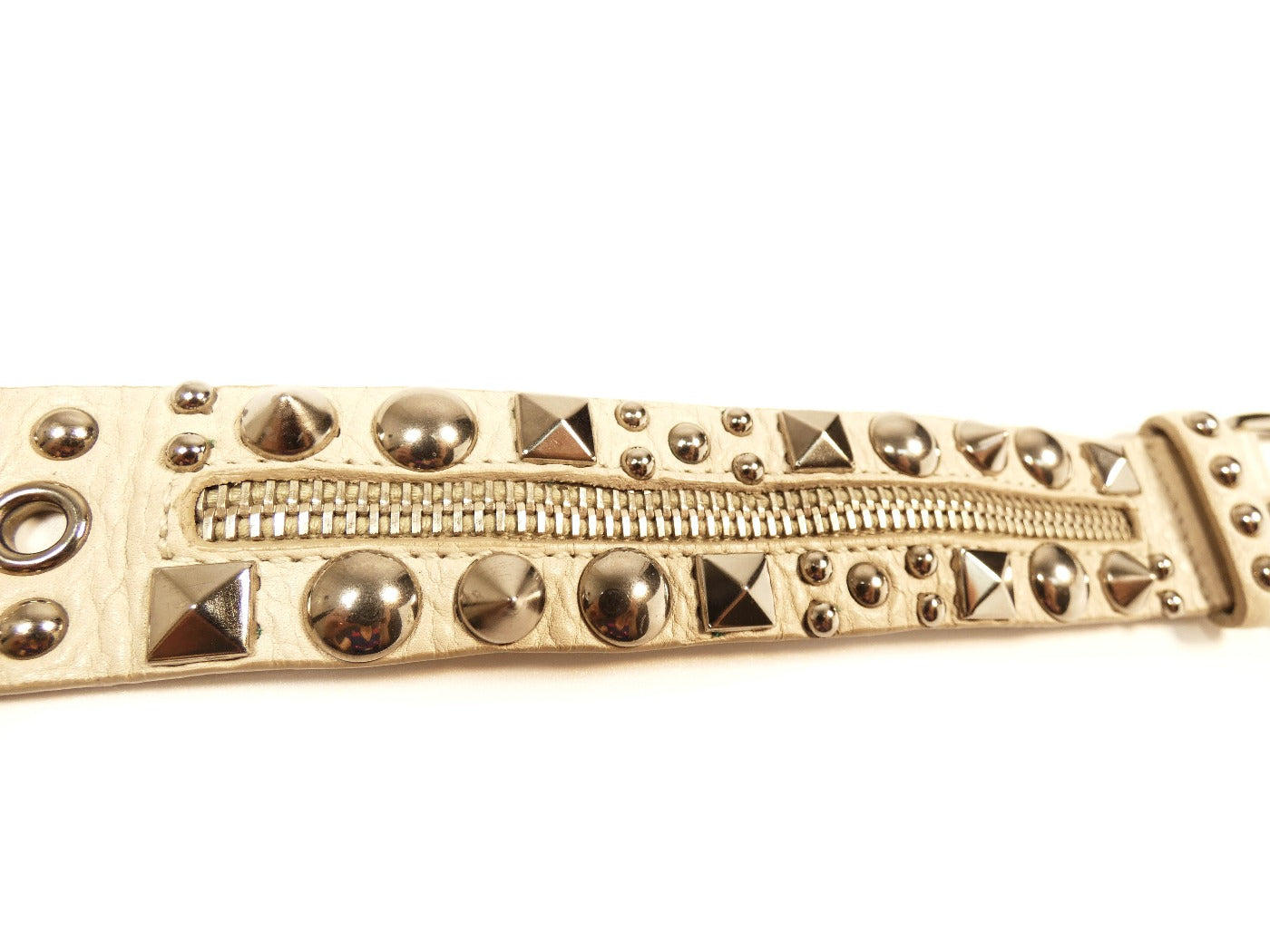 Miu Miu Taupe Leather Riveted Bracelet Bracelet Miu Miu