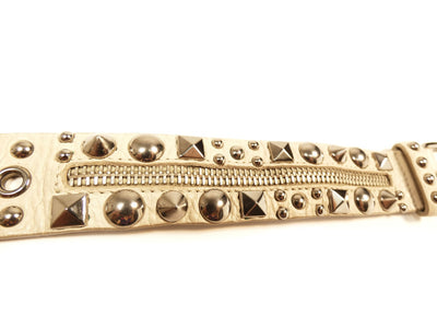 Miu Miu Taupe Leather Riveted Bracelet Bracelet Miu Miu