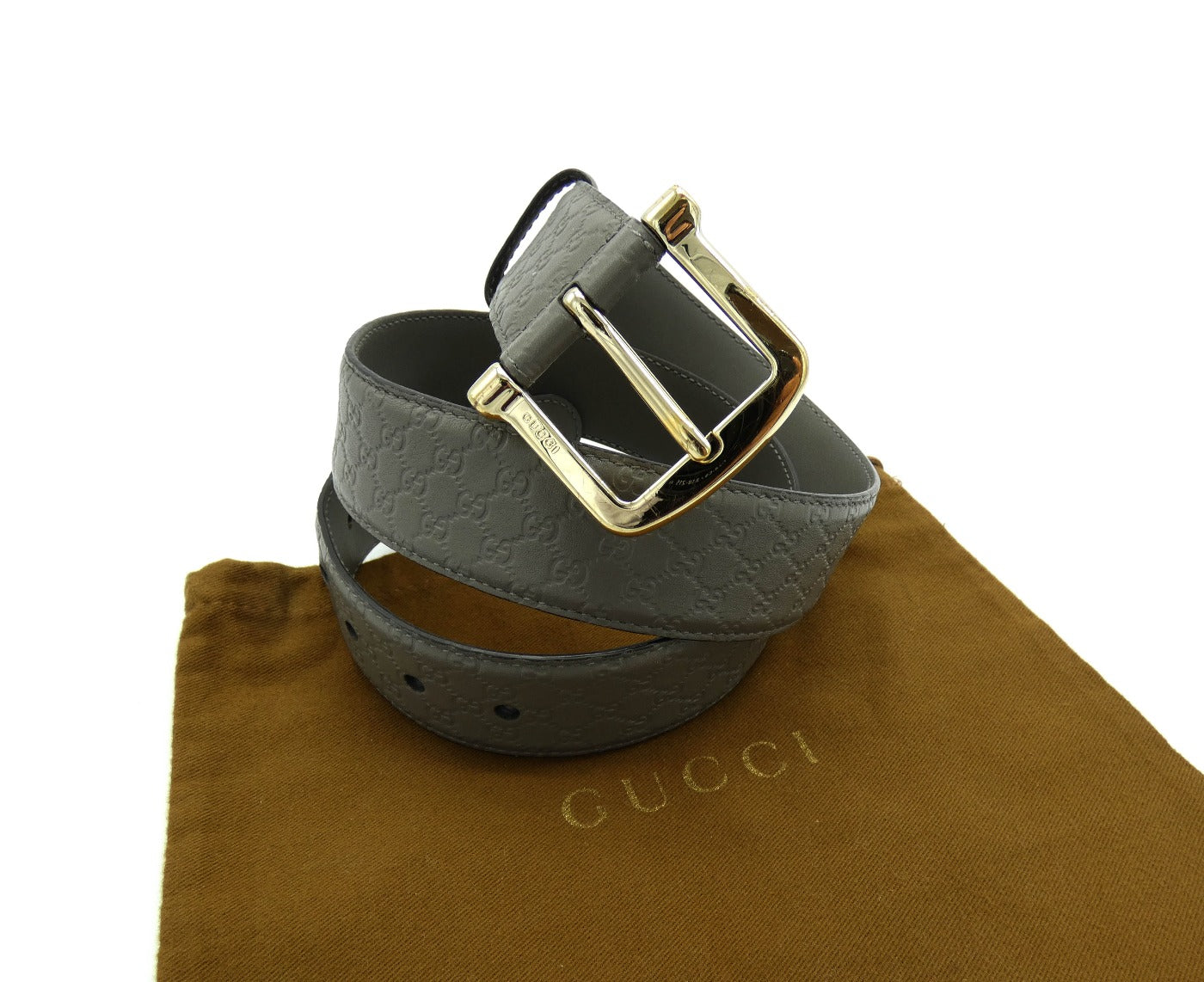Gucci GG Guccissima Dark Grey Leather Belt Belt Gucci