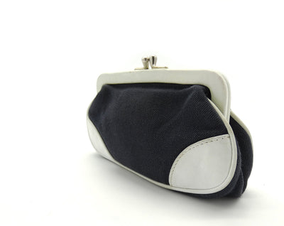 Prada Vintage Black Denim with White Leather Shoulder Bag Bag Prada
