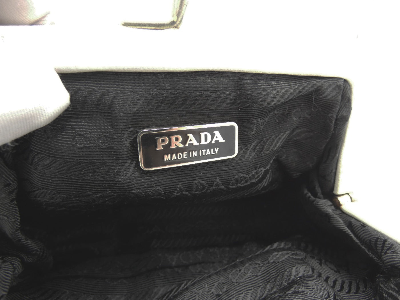 Prada Vintage Black Denim with White Leather Shoulder Bag Bag Prada