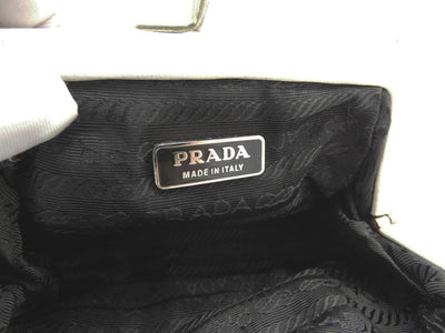 Prada Vintage Black Denim with White Leather Shoulder Bag Bag Prada