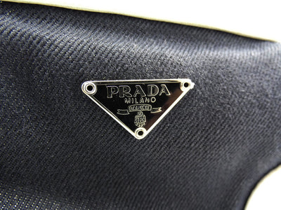 Prada Vintage Black Denim with White Leather Shoulder Bag Bag Prada