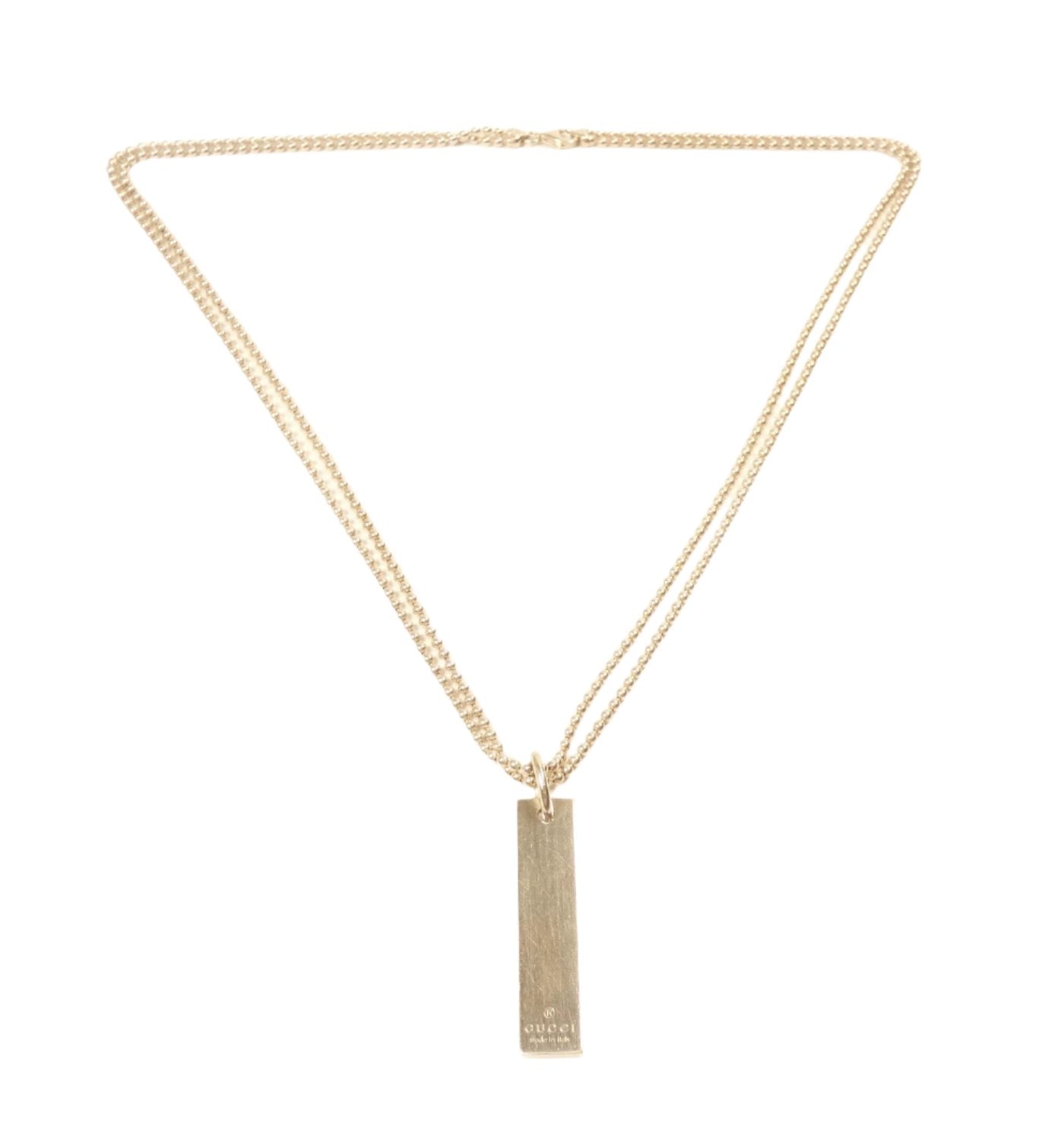 Gucci Sterling Bar Tag Double Strand Pendant Necklace Necklace Gucci