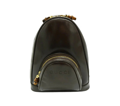 Gucci Vintage Dark Brown Leather Mini Sling Backpack Bag, Backpack Gucci