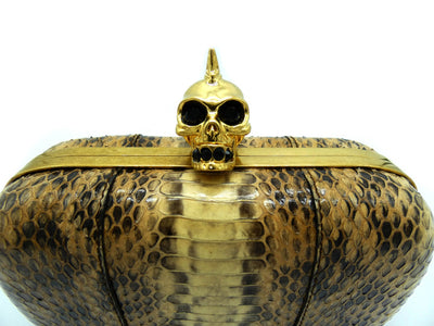 Alexander McQueen Snakeskin Mohawk Skull Clutch Bag Alexander McQueen