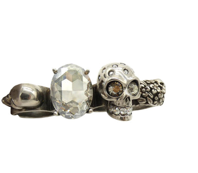 Alexander McQueen Skull Knuckle Ring in Silver and Crystal Ring Alexander McQueen