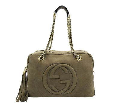 Gucci Soho Taupe Nubuck Shoulder Bag Bag Gucci