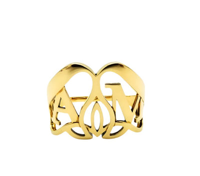 Alexander McQueen Double Finger Gold Seal Ring Ring Alexander McQueen