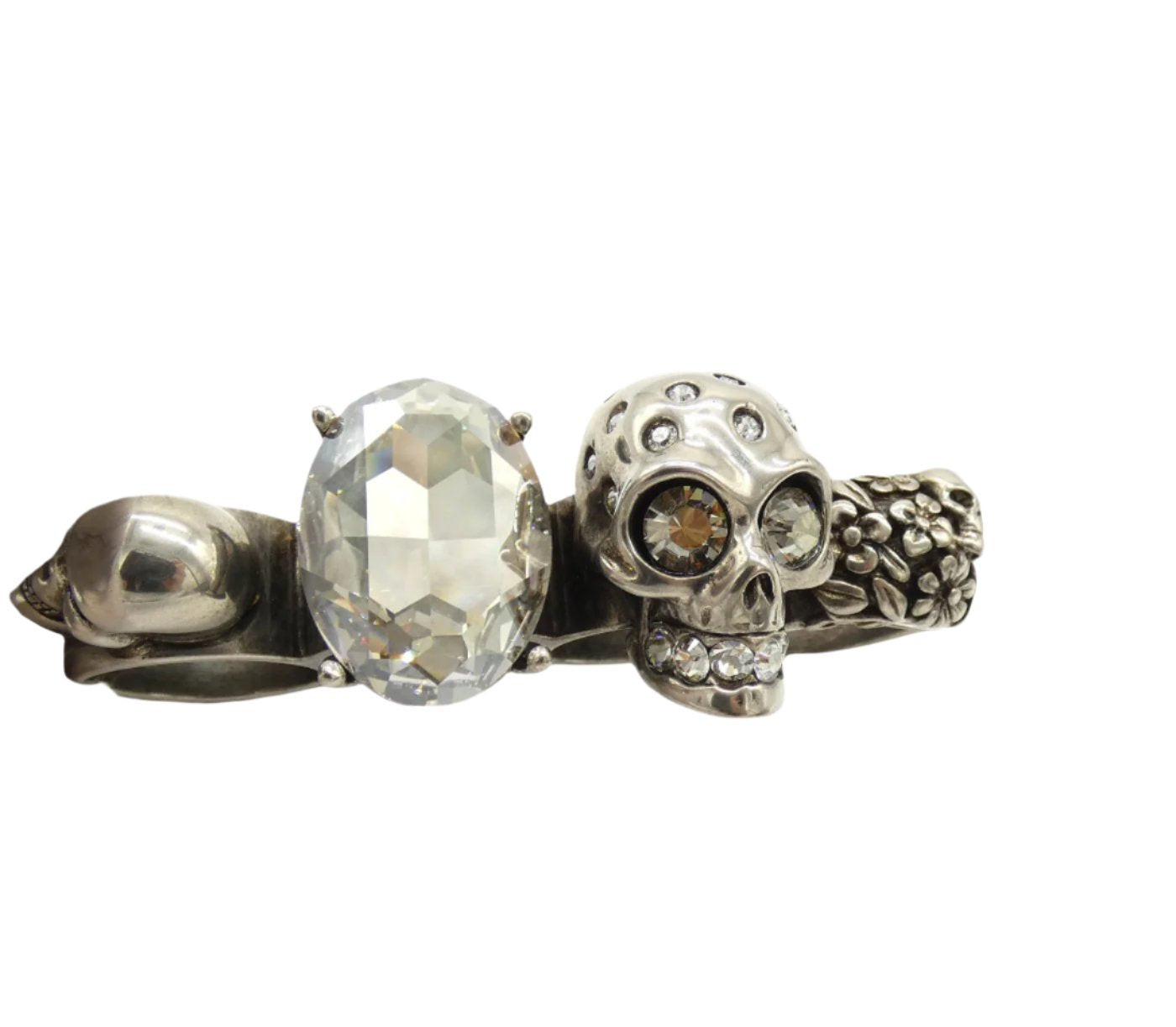Alexander McQueen Skull Knuckle Ring in Silver and Crystal Ring Alexander McQueen