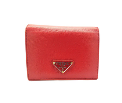Prada Red Saffiano Flap Compact Wallet Wallet Prada
