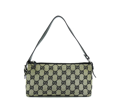 Gucci Taupe and Black Canvas Guccissimo GG Pochette Bag Gucci